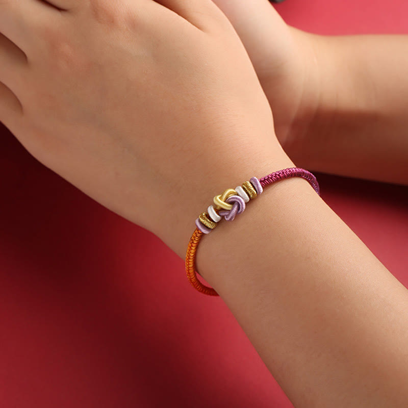 Fortune Jewel Colorful String Heart Knot Protection Braided Bracelet
