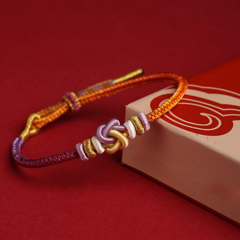 Fortune Jewel Colorful String Heart Knot Protection Braided Bracelet