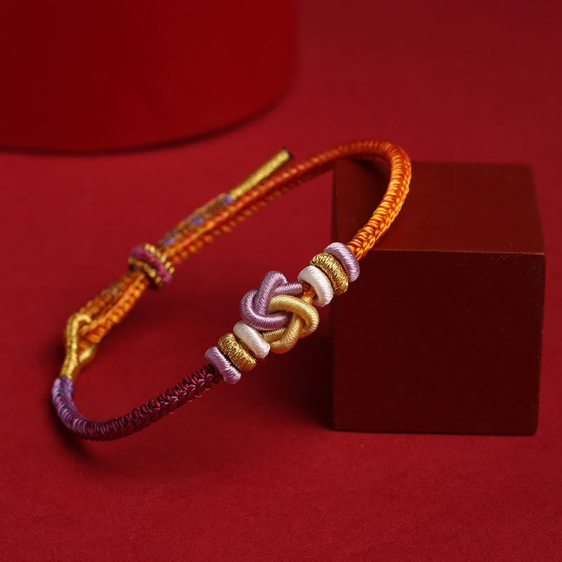 Fortune Jewel Colorful String Heart Knot Protection Braided Bracelet