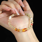 Fortune Jewel Natural Citrine Pearl Topaz White Crystal Protection Bracelet