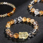 Fortune Jewel Natural Citrine Pearl Topaz White Crystal Protection Bracelet