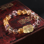 Fortune Jewel Natural Citrine Pearl Topaz White Crystal Protection Bracelet