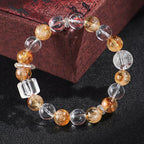 Fortune Jewel Natural Citrine Pearl Topaz White Crystal Protection Bracelet