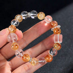 Fortune Jewel Natural Citrine Pearl Topaz White Crystal Protection Bracelet