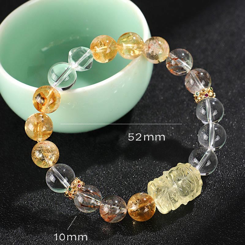 Fortune Jewel Natural Citrine Pearl Topaz White Crystal Protection Bracelet