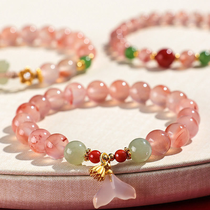 Fortune Jewel South Red Agate Butterfly Orchid Hetian Jade Luck Bracelet