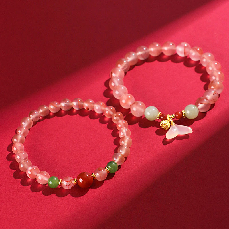 Fortune Jewel South Red Agate Butterfly Orchid Hetian Jade Luck Bracelet