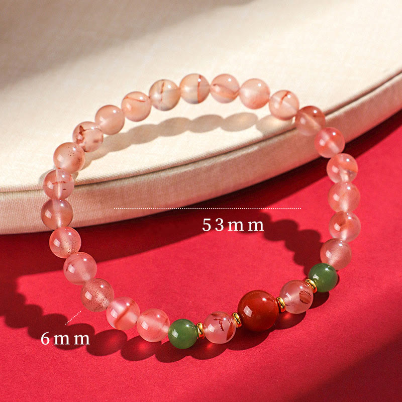 Fortune Jewel South Red Agate Butterfly Orchid Hetian Jade Luck Bracelet