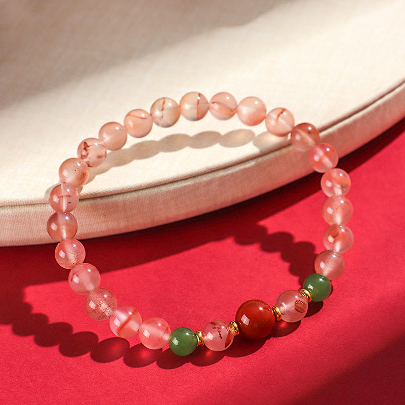 Fortune Jewel South Red Agate Butterfly Orchid Hetian Jade Luck Bracelet
