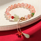 Fortune Jewel South Red Agate Butterfly Orchid Hetian Jade Luck Bracelet