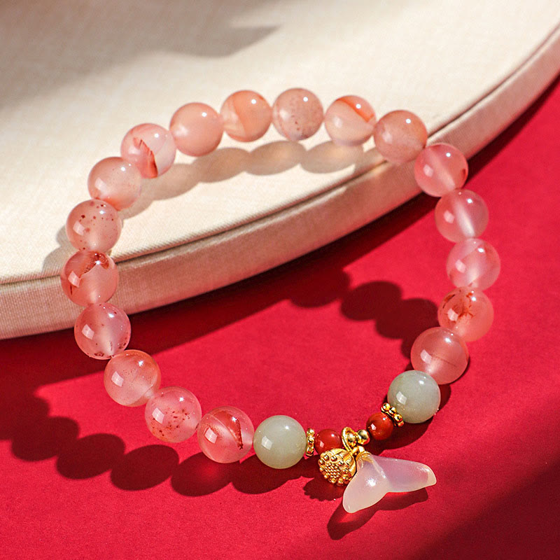 Fortune Jewel South Red Agate Butterfly Orchid Hetian Jade Luck Bracelet