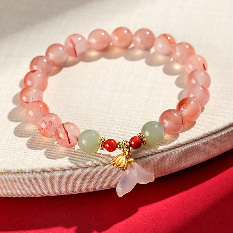 Fortune Jewel South Red Agate Butterfly Orchid Hetian Jade Luck Bracelet