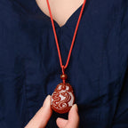 Fortune Jewel Chinese Zodiac Red Agate Calm Necklace Pendant