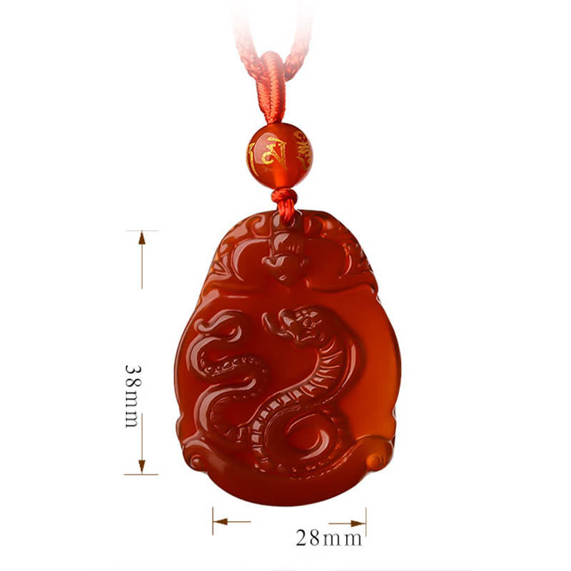 Fortune Jewel Chinese Zodiac Red Agate Calm Necklace Pendant