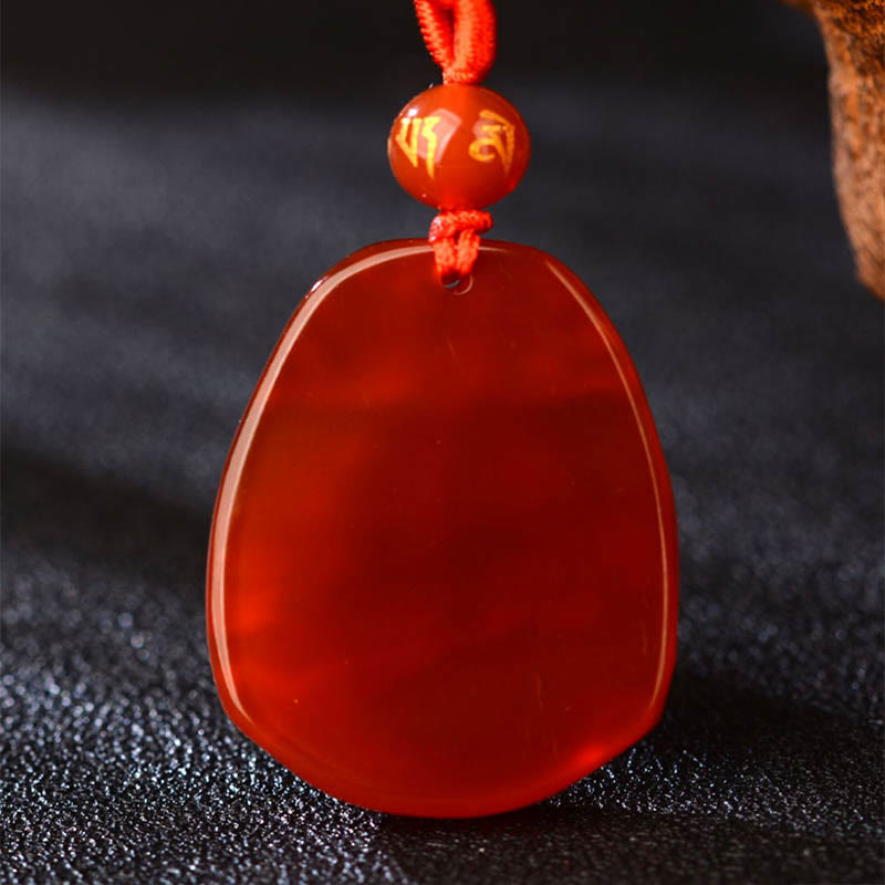 Fortune Jewel Chinese Zodiac Red Agate Calm Necklace Pendant