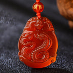 Fortune Jewel Chinese Zodiac Red Agate Calm Necklace Pendant