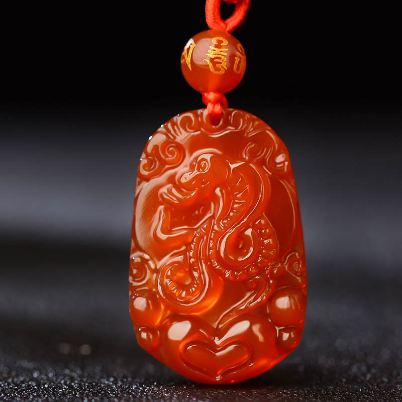 Fortune Jewel Chinese Zodiac Red Agate Luck Necklace Pendant