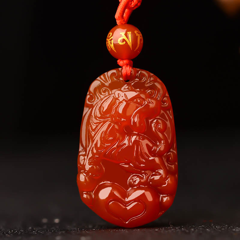 Fortune Jewel Chinese Zodiac Red Agate Luck Necklace Pendant