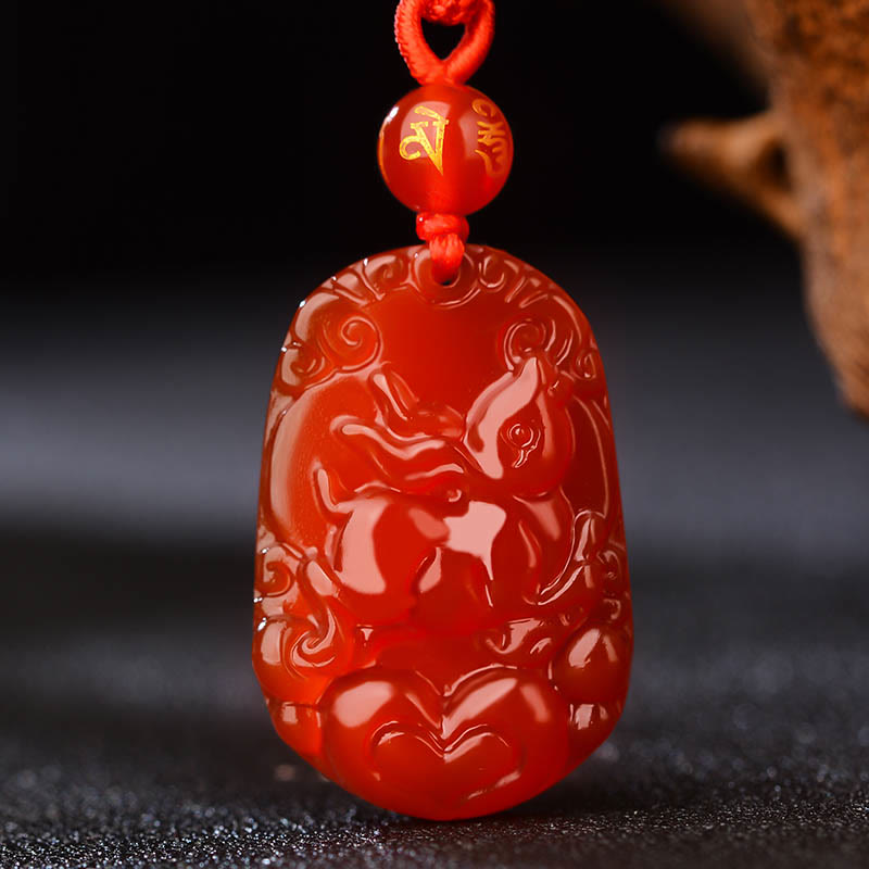 Fortune Jewel Chinese Zodiac Red Agate Luck Necklace Pendant