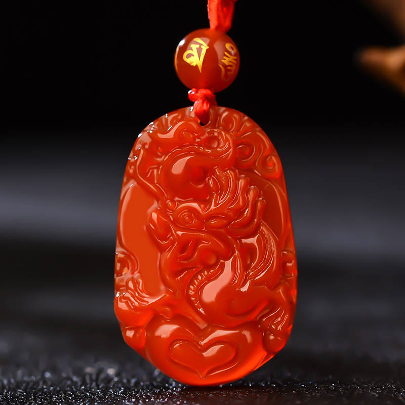Fortune Jewel Chinese Zodiac Red Agate Luck Necklace Pendant