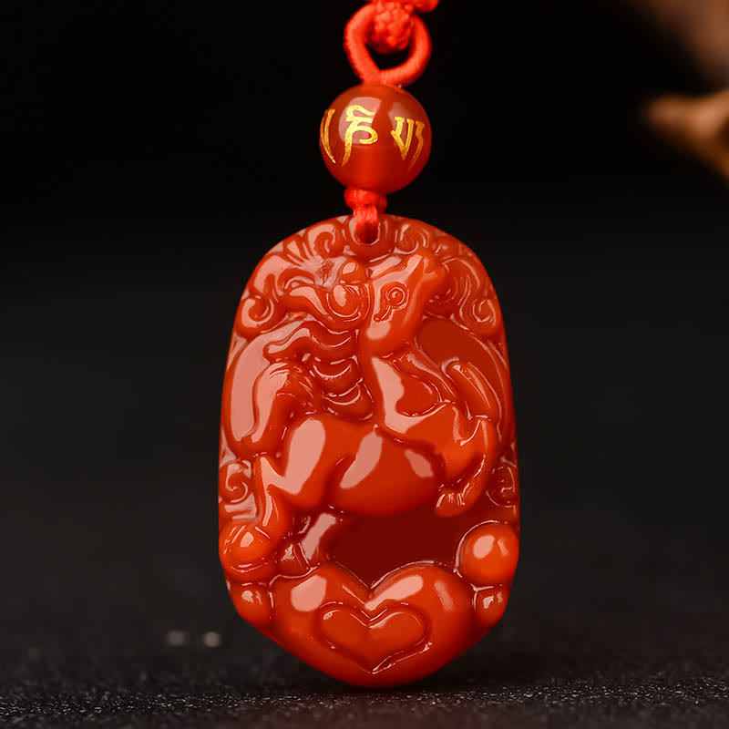 Fortune Jewel Chinese Zodiac Red Agate Luck Necklace Pendant