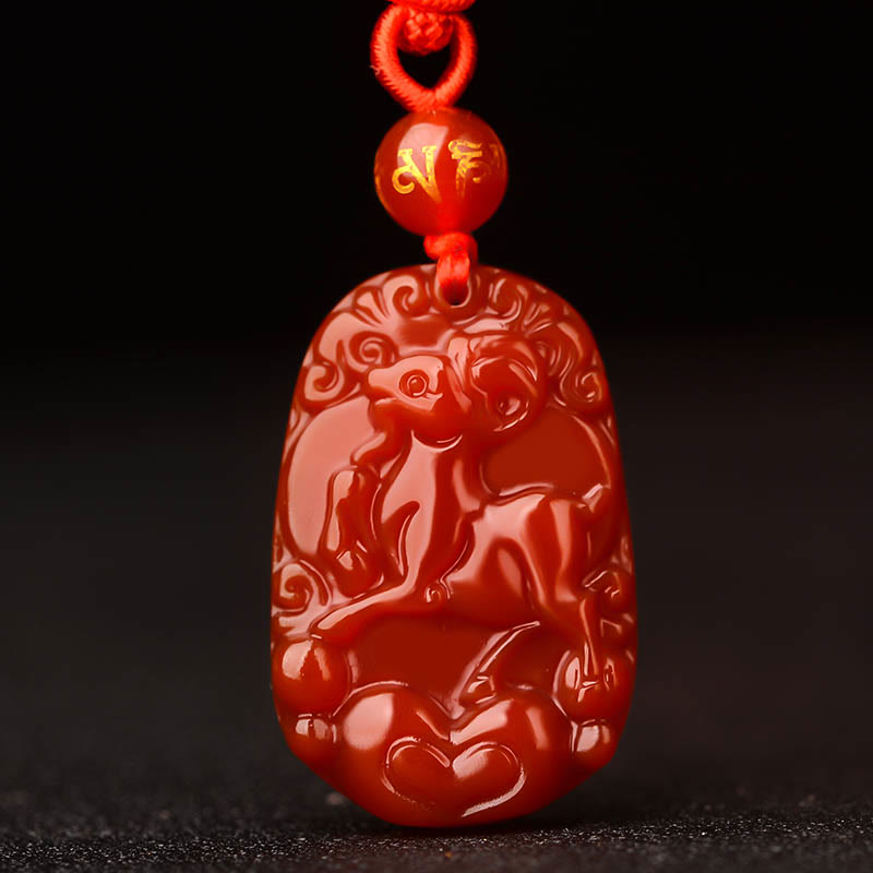 Fortune Jewel Chinese Zodiac Red Agate Luck Necklace Pendant