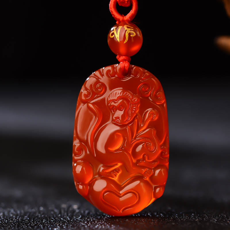 Fortune Jewel Chinese Zodiac Red Agate Luck Necklace Pendant