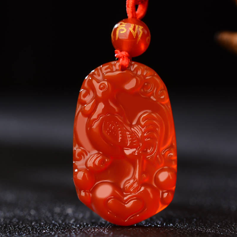 Fortune Jewel Chinese Zodiac Red Agate Luck Necklace Pendant