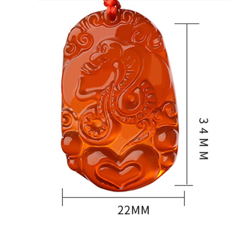 Fortune Jewel Chinese Zodiac Red Agate Luck Necklace Pendant