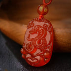 Fortune Jewel Chinese Zodiac Red Agate Luck Necklace Pendant