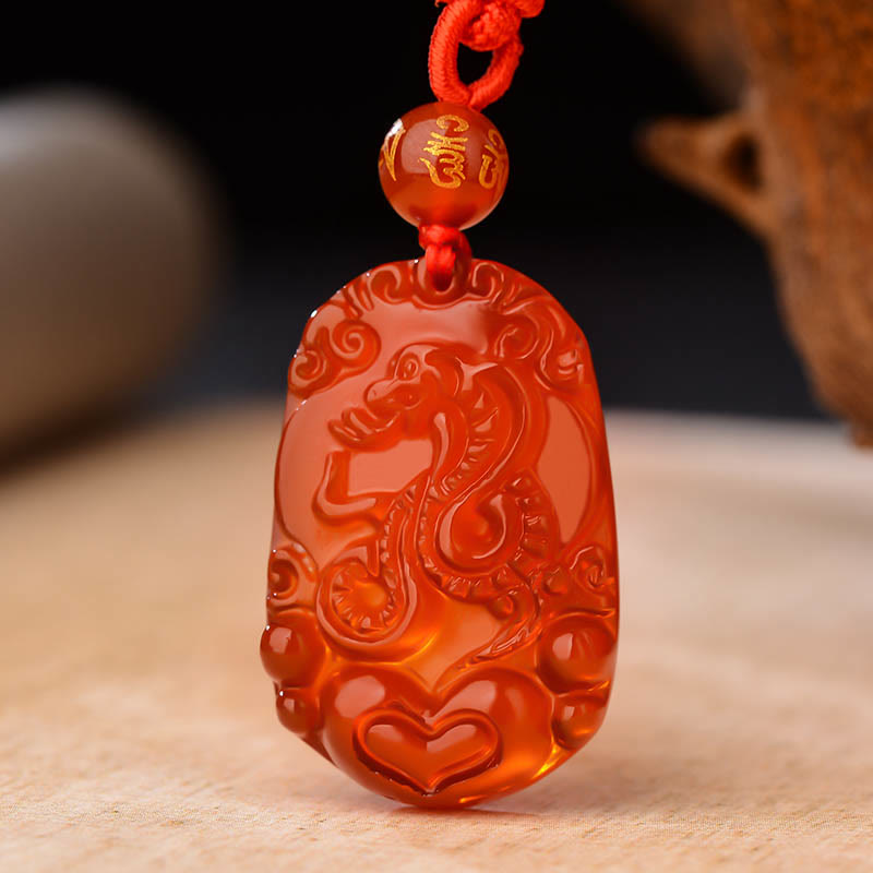 Fortune Jewel Chinese Zodiac Red Agate Luck Necklace Pendant