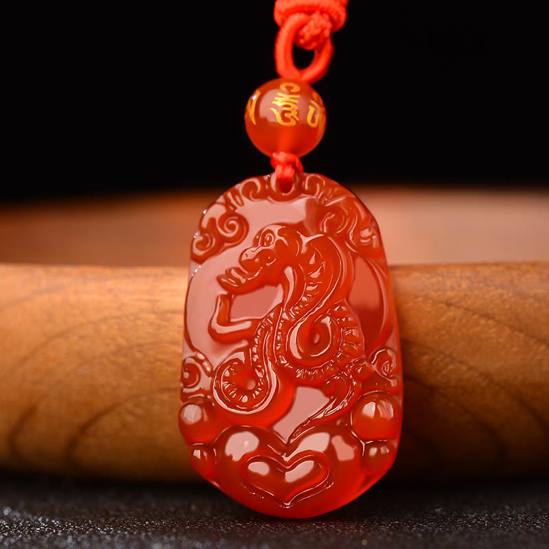Fortune Jewel Chinese Zodiac Red Agate Luck Necklace Pendant
