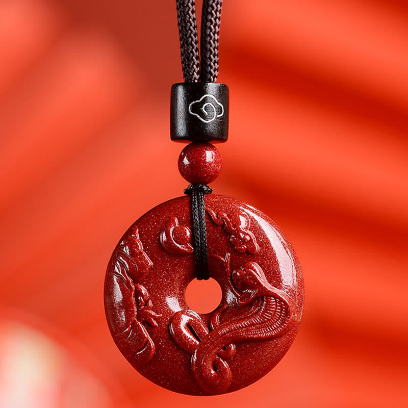 Fortune Jewel Chinese Zodiac Cinnabar Peace Buckle Calm Necklace Pendant