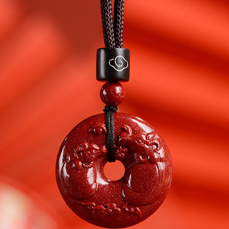 Fortune Jewel Chinese Zodiac Cinnabar Peace Buckle Calm Necklace Pendant
