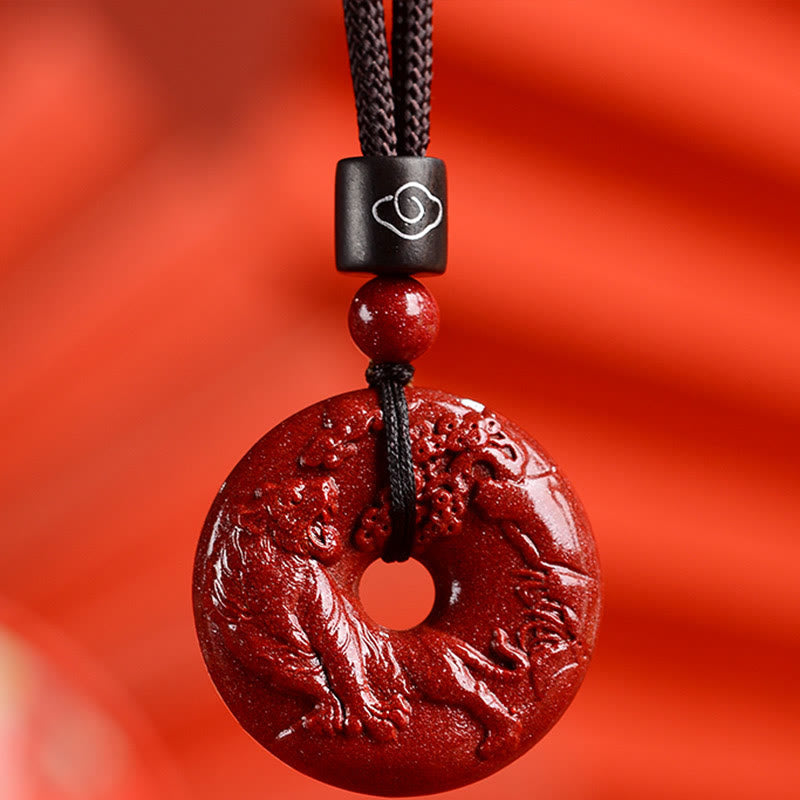 Fortune Jewel Chinese Zodiac Cinnabar Peace Buckle Calm Necklace Pendant