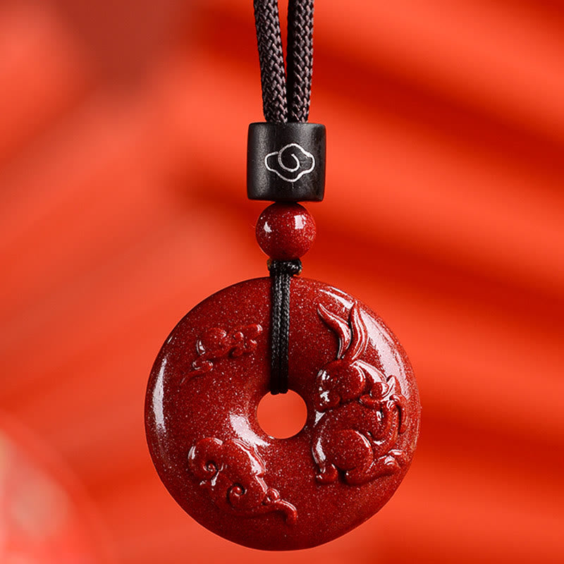 Fortune Jewel Chinese Zodiac Cinnabar Peace Buckle Calm Necklace Pendant