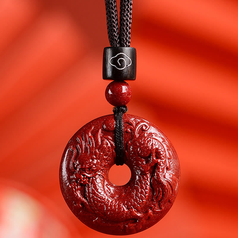 Fortune Jewel Chinese Zodiac Cinnabar Peace Buckle Calm Necklace Pendant