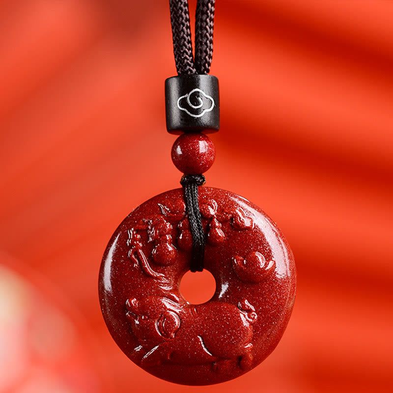 Fortune Jewel Chinese Zodiac Cinnabar Peace Buckle Calm Necklace Pendant