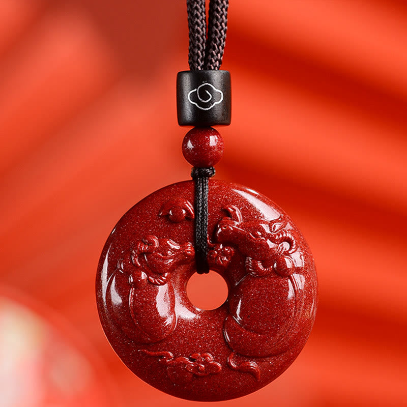 Fortune Jewel Chinese Zodiac Cinnabar Peace Buckle Calm Necklace Pendant