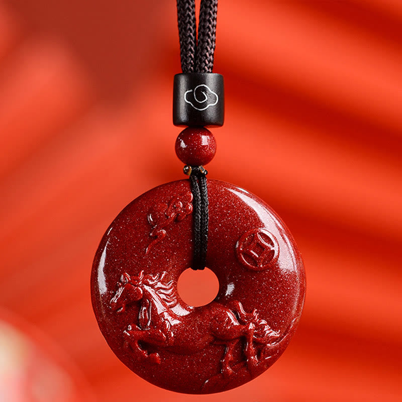 Fortune Jewel Chinese Zodiac Cinnabar Peace Buckle Calm Necklace Pendant