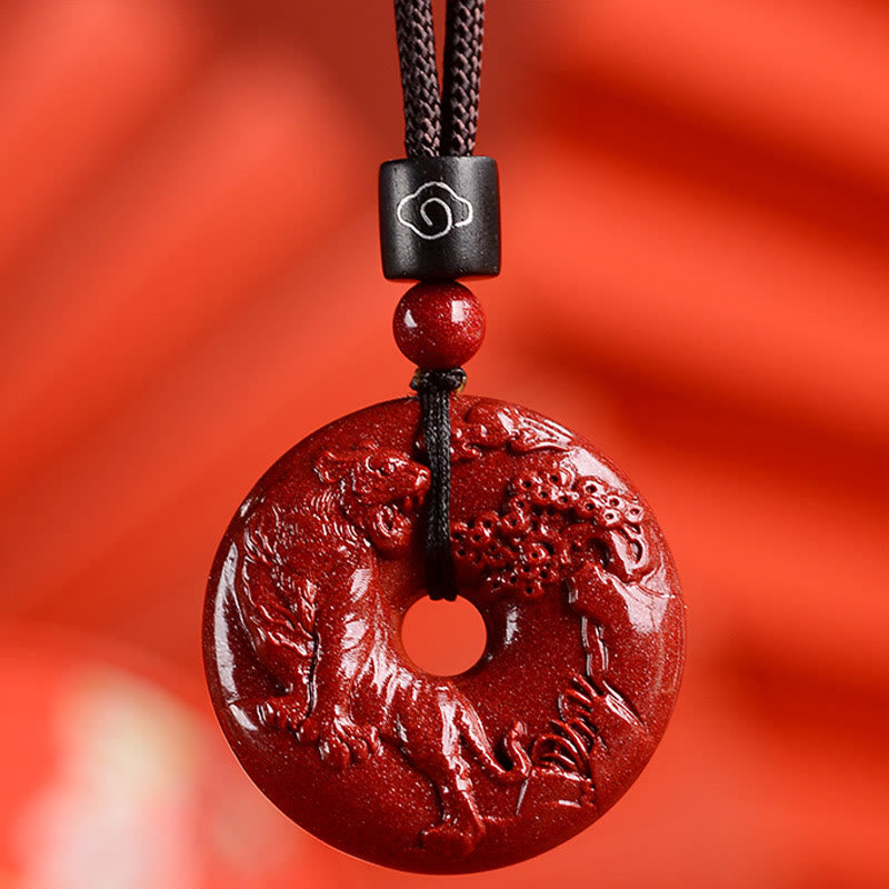 Fortune Jewel Chinese Zodiac Cinnabar Peace Buckle Calm Necklace Pendant