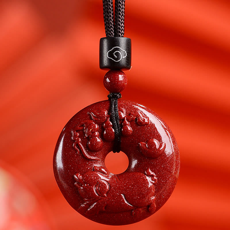 Fortune Jewel Chinese Zodiac Cinnabar Peace Buckle Calm Necklace Pendant