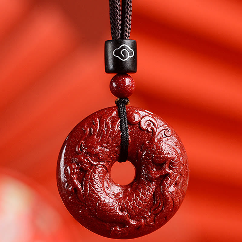 Fortune Jewel Chinese Zodiac Cinnabar Peace Buckle Calm Necklace Pendant