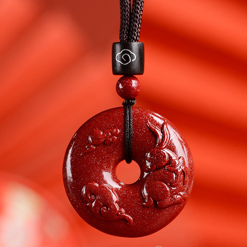 Fortune Jewel Chinese Zodiac Cinnabar Peace Buckle Calm Necklace Pendant