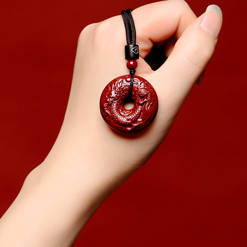 Fortune Jewel Chinese Zodiac Cinnabar Peace Buckle Calm Necklace Pendant