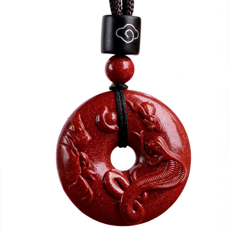 Fortune Jewel Chinese Zodiac Cinnabar Peace Buckle Calm Necklace Pendant