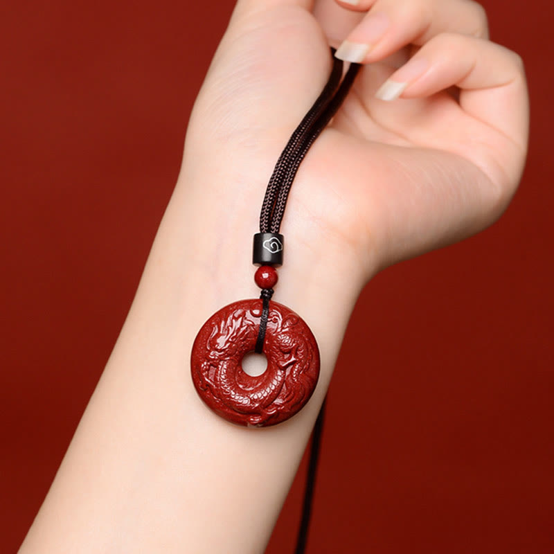 Fortune Jewel Chinese Zodiac Cinnabar Peace Buckle Calm Necklace Pendant