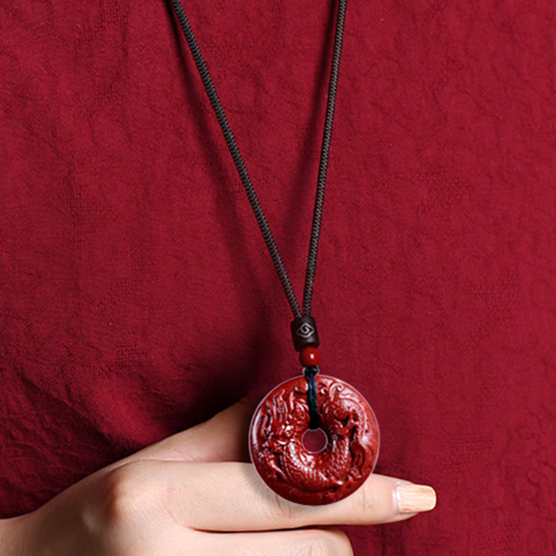Fortune Jewel Chinese Zodiac Cinnabar Peace Buckle Calm Necklace Pendant
