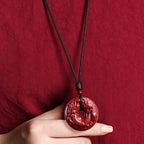Fortune Jewel Chinese Zodiac Cinnabar Peace Buckle Calm Necklace Pendant