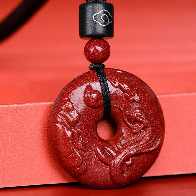 Fortune Jewel Chinese Zodiac Cinnabar Peace Buckle Calm Necklace Pendant
